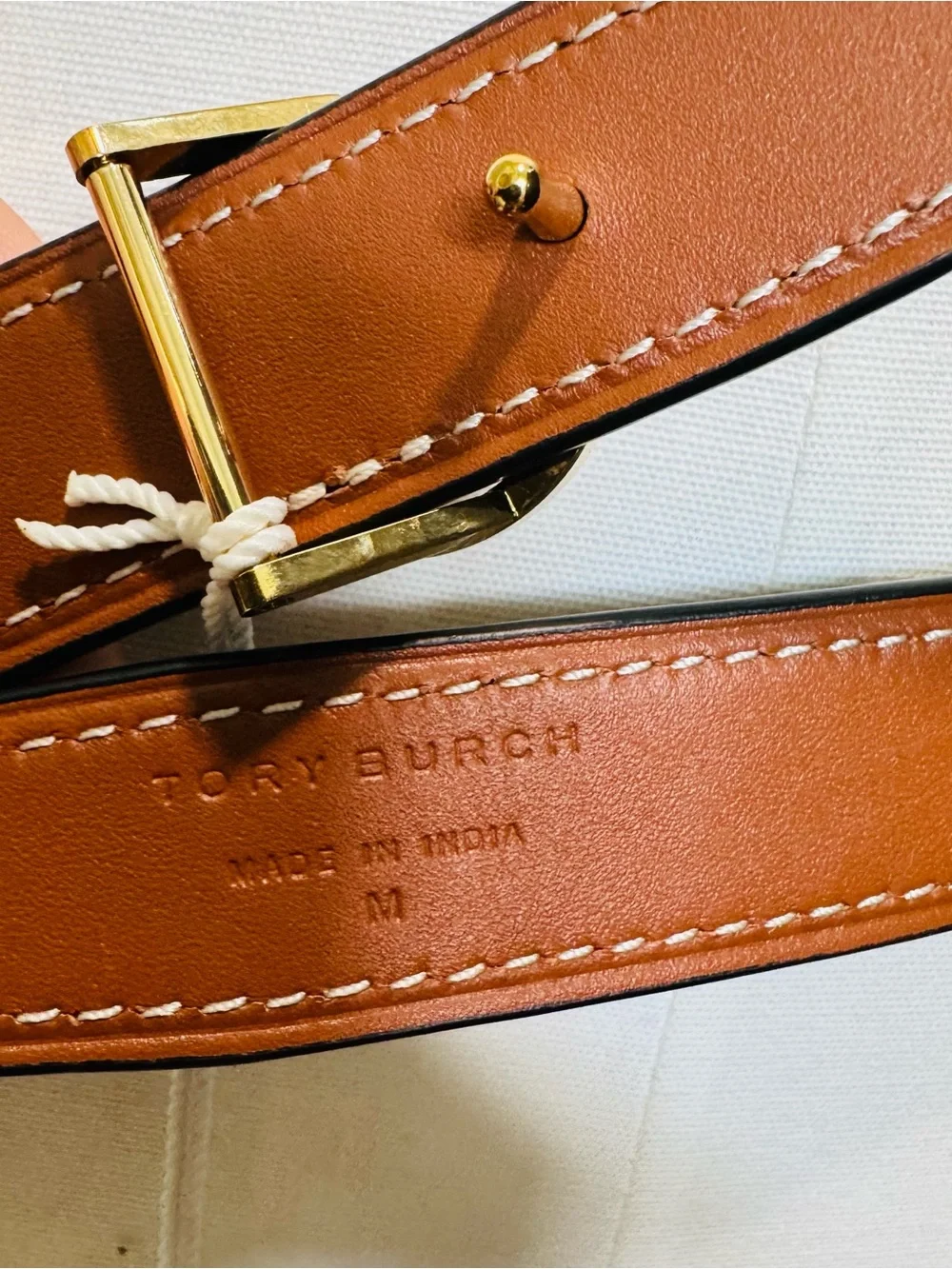 Tory Burch 1” Reversible Black /Brown Leather Belt with Gold Logo Disc